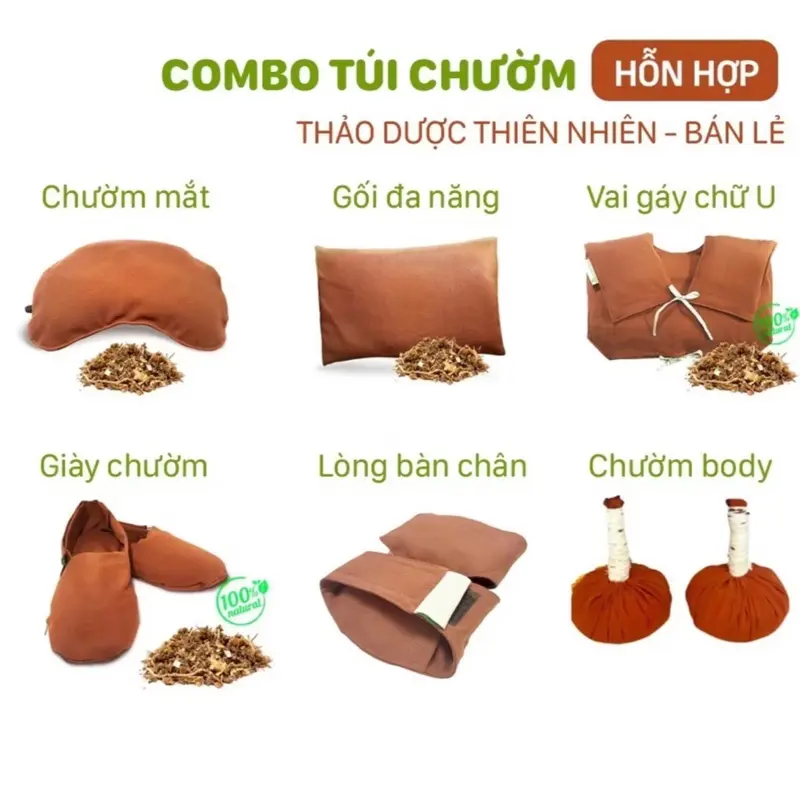 ￼Túi chườm thảo dược sakura, chườm mắt, vai gáy, body, lưng bụng, khớp gối, chân 100% tự nhiên