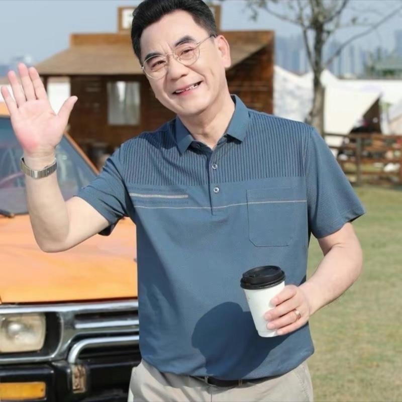 Áo Polo Nam Trung Niên Chất Lụa Lạnh Mềm Mát [TẶNG BỐ] Hàng Quảng Châu Menswear Ngắn Tay Có Cổ