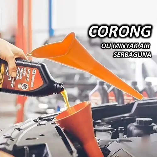 Corong Plastik Oli Minyak Air Bensin Radiator Mulut Panjang Solar Anti Tumpah Serbaguna Long Mouth Funnel Coolant