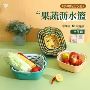 (CTSHOP1)Baskom Keranjang 6 in 1/ Baskom Pencuci Pengering Sayuran Buah