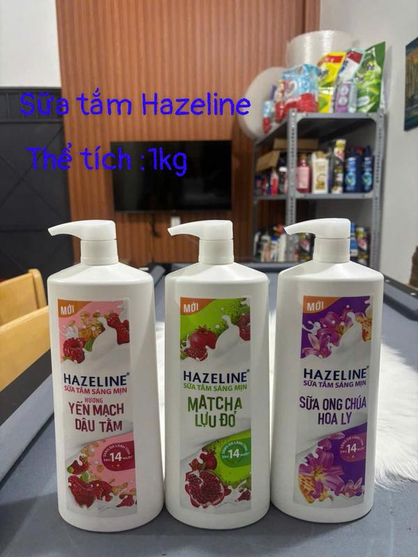  Sữa tắm Hazeline Sáng Mịn Hương Matcha Lựu đỏ và Yến Mạch Dâu tằm Sữa Ong chúa Hoa Ly  1kg 