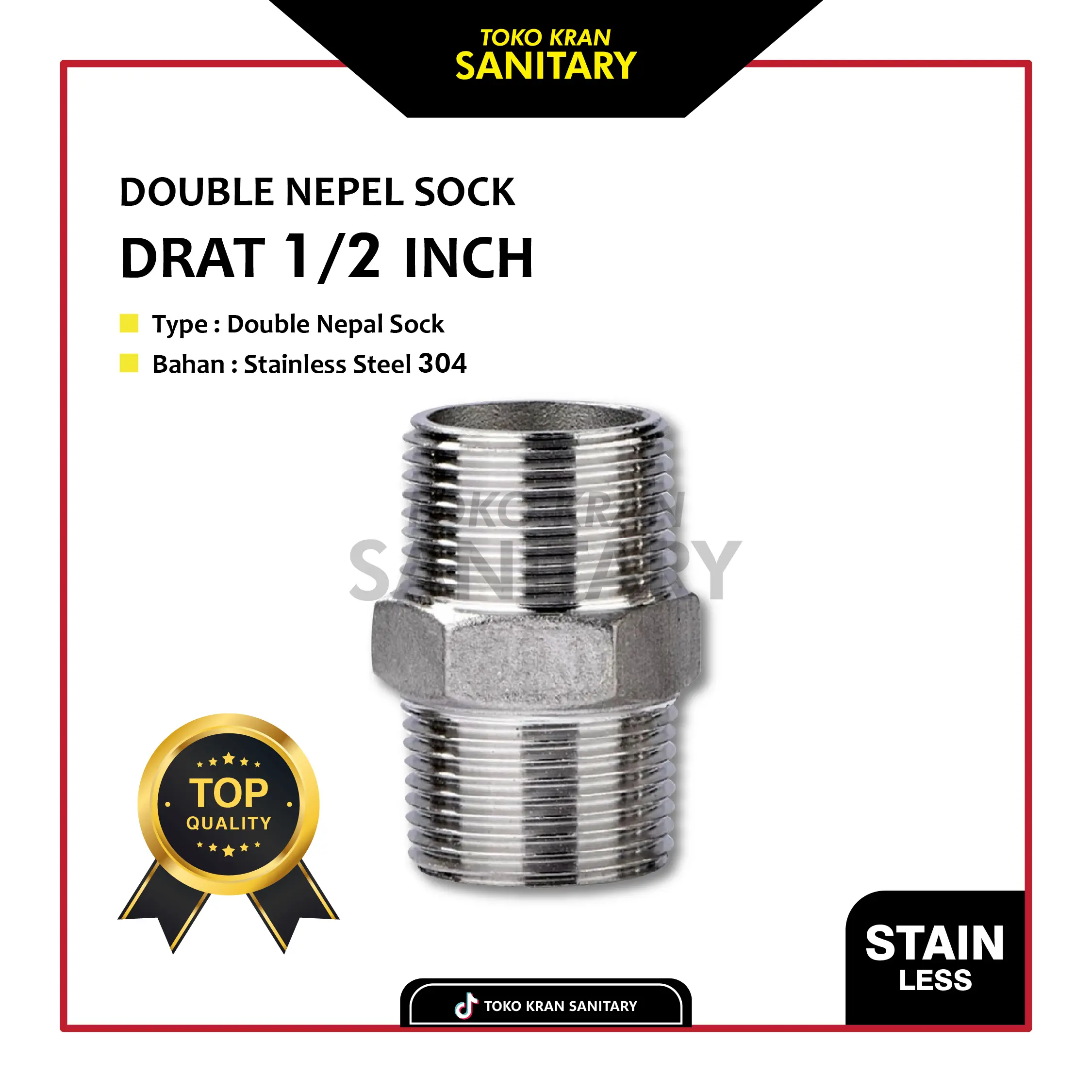 DOUBLE NEPEL/SOCK DRAT 1/2 INCH/DOUBLE NEPEL STAINLESS 1/2 X 1/2 INCH