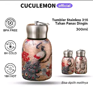 CucuLemon Mini Termos Stainless Steel Tumbler Tahan Air Panas Dingin 300ML Botol Minum Vacuum Water Bottles Silicon