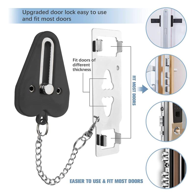 Product Introduction of Portable Door Lock Double Hole Security Door Locker Travel Lockdown Lock Latch Door Lock Security Devices 4