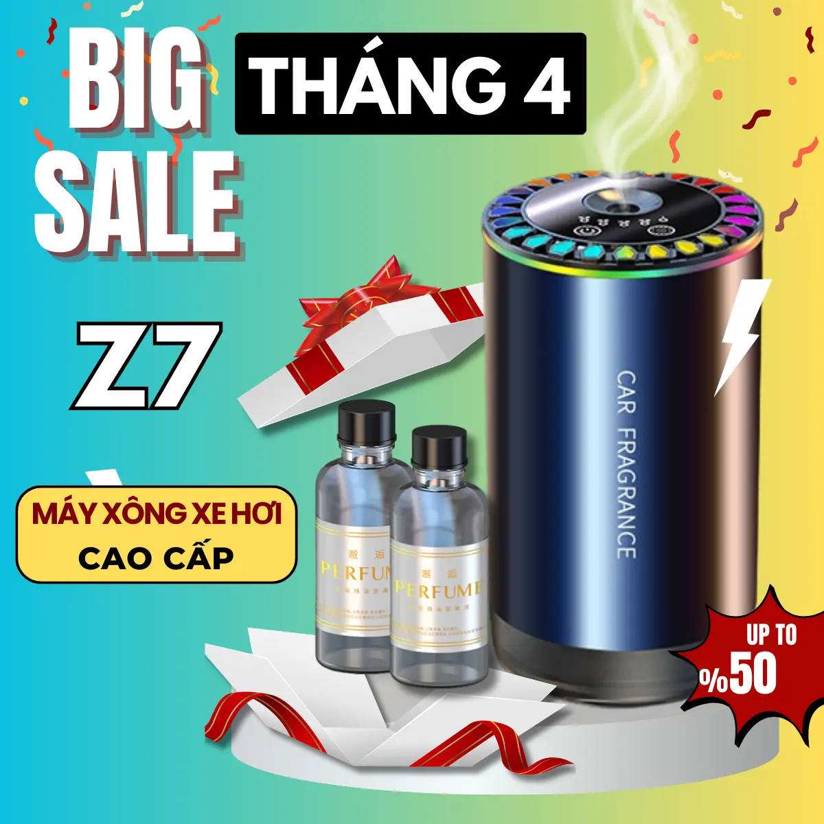 Z7-NEW Máy khuếch tán tinh dầu thơm công nghệ AI nước hoa ô tô cao cấp mùi dễ chịu，ô tô thông minh máy xông tinh dầu ô tô