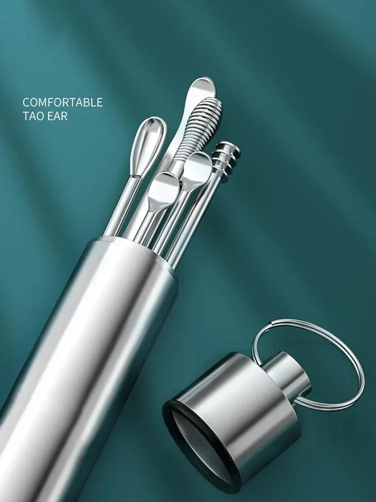 Product Introduction of 6PCS Stainless Steel Earpick Ear Cleaner Spoon Ear Care Cleaning Tool Earwax Removal Kit Ear Pick Remover Clean Health Tools Brush 22