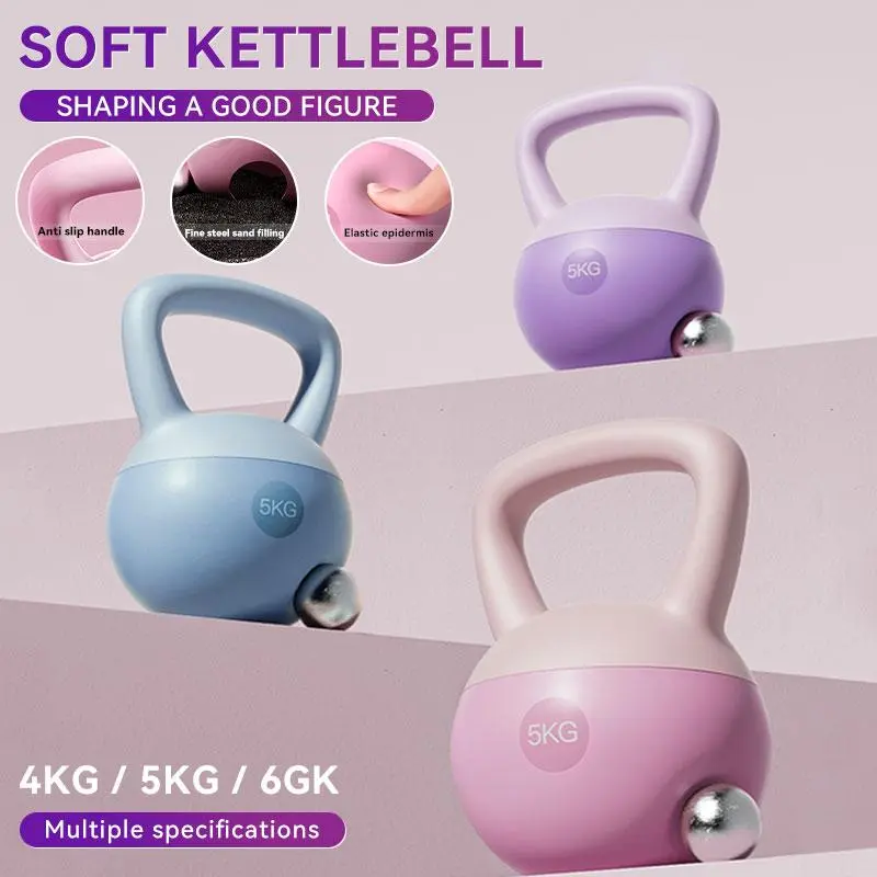 【Free gloves】 Soft Kettlebell - Peralatan Latihan Kecergasan Rumah, Sesuai untuk Wanita, Material Lembut Fitness Outdoor softkettlebell 5kg