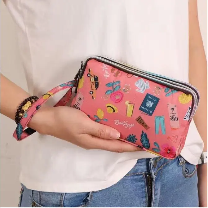 Ennwen W127 Dompet Wanita HP 3 Resleting Eco Multifungsi Pouch 3 Ruang