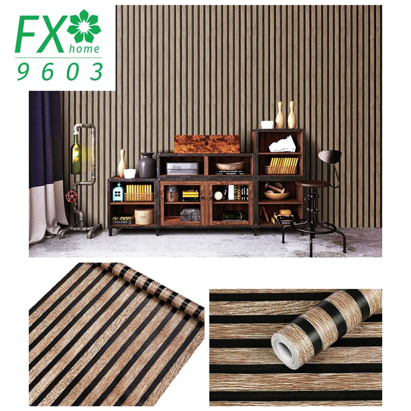 Wallpaper Stiker Dinding merk FX HOME Motif Panel Kayu Waterproof PVC Dekorasi Rumah 2