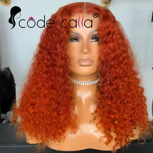 Deep Wave Frontal Wig Transparent 13x4 HD Lace Frontal Human Hair Wigs Bob Colored Curly Human Hair Lace Frontal Wigs For Women