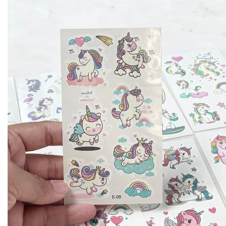 Sticker tato anak tato temporer stiker tato lucu unicorn 0