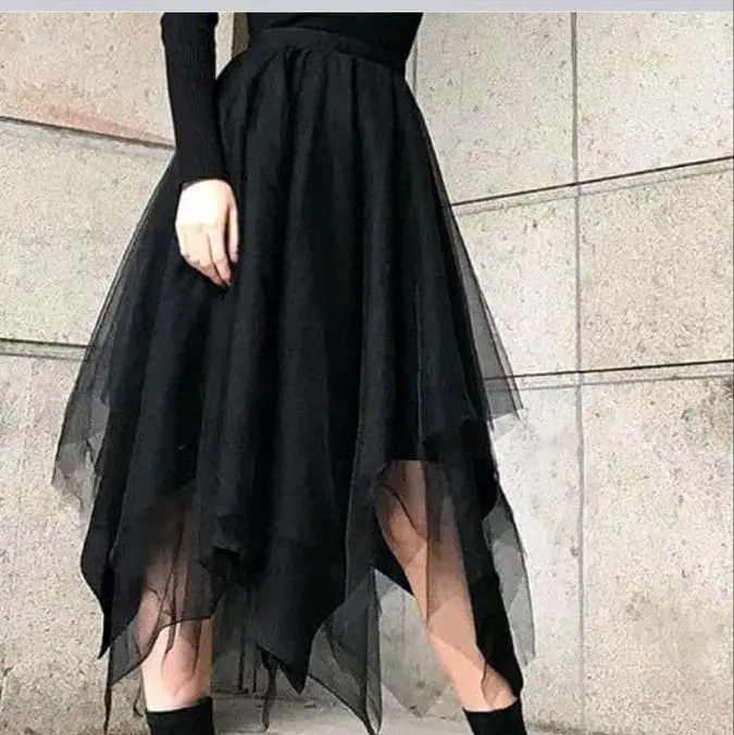 Rok Tutu Zigzag 2 Lapis dan Berpuring - Kain Soft Tulle Premium - Karet, Fit