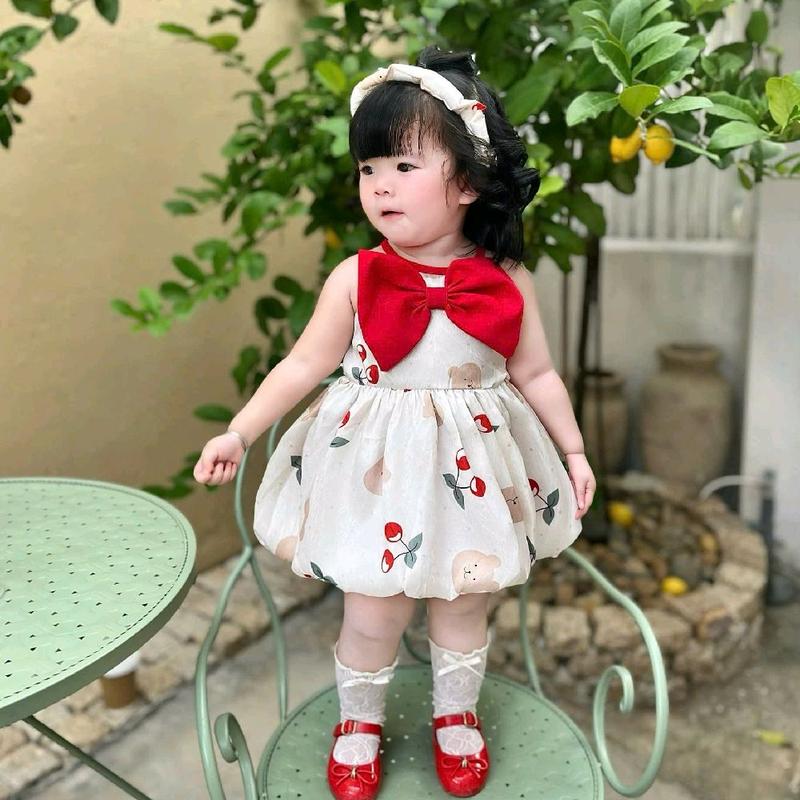  Đầm Yếm Bí Chất Lụa Vân Gỗ Full Nơ Đại Váy Cherry Kèm Xược Theo Set Sang Chảnh Cho Bé Từ 5 - 15kg Lý Tưởng Cho Sự Kiện Chơi Trung Thu Tiệc Cưới Đầy Tháng thôi Nôi 
