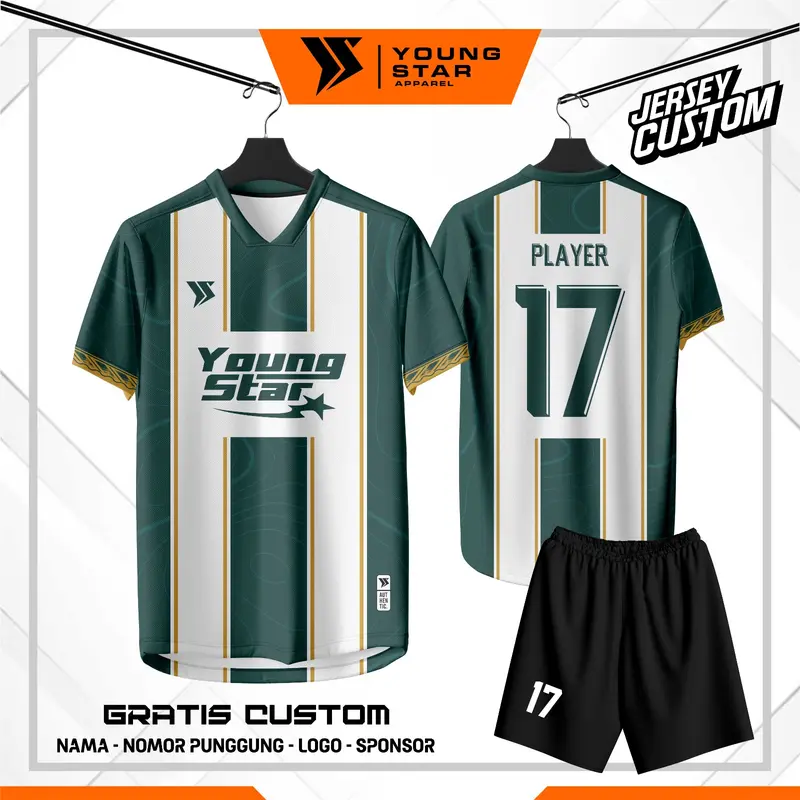 Jersey Futsal / Sepakbola Green Grid  Free Custom Nama Nomor Logo Sponsor Full Printing Bisa Satuan 0