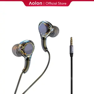 Aolon Earphone Kabel Stereo Musik GOONE RM670 dengan Mikrofon HD Terintegrasi 3.5mm & Type-C 1.2M Braided Cord - Hitam - Wireless, Headphones Headset