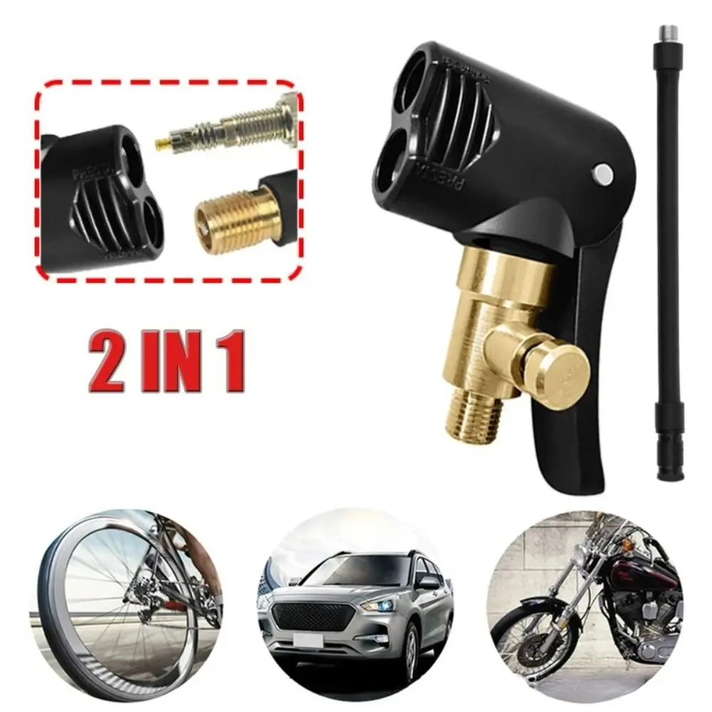 Vòi bơm không khí lốp xe, Van Schrader / Presta chuyên nghiệp, Bộ chuyển đổi van bơm lốp 2 trong 1, Chuck bơm lốp Cầm Tay Thích hợp cho ô tô, xe đạp và xe máy, có vòi phun