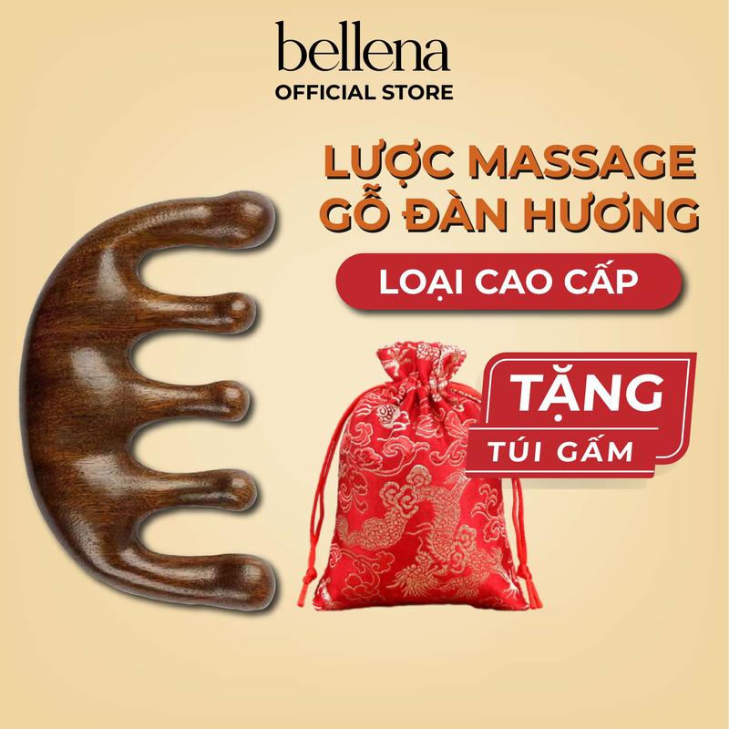 Lược Gỗ Đàn Hương Bellena LG2 Lược Massage Da Đầu Hỗ Trợ Thư Giãn, Giảm Căng…