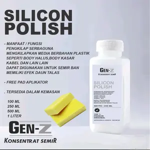 GEN-Z Silicon Polish Pengkilap Serbaguna 100ml & 250ml untuk Body Halus & Kasar, Perkabelan, Jok, Semir Ban, Efek Hitam kilap  & Daun Talas, Termasuk Spons Aplikator