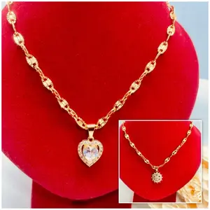 Kalung Ratu Elegan Anti Karat (Free cincin) Kalung Titanium Anti Karat Panjang 45 cm Aksesoris Liontin