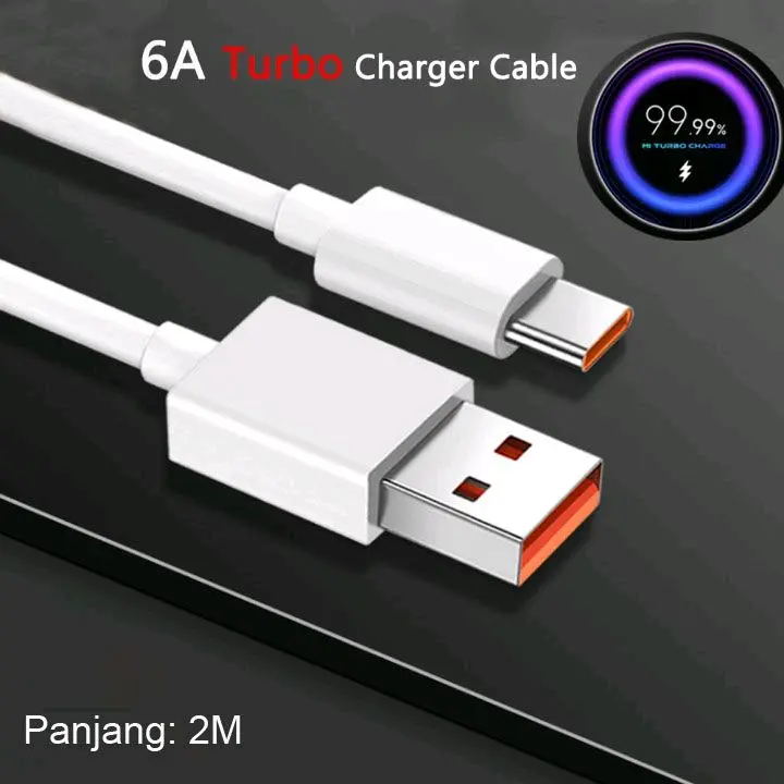 Kabel Data USB Type C Multifungsi Fast Charging 6A 2M - TC2 - White Cable