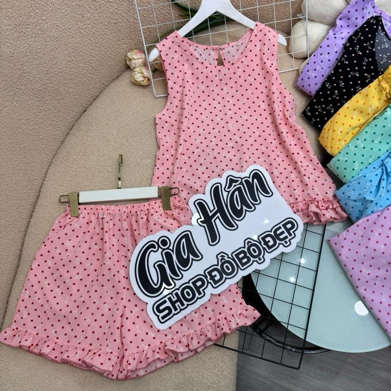   40-70kg  SET BỘ MẶC NHÀ QUẦN NGẮN TIỂU THƯ CÓ 2 TÚI ÁO SÁT NÁCH VẢI LỤA MỀM ĐẸP MAY KĨ CAO CẤP 