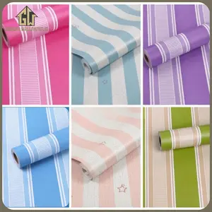 WALLPAPER Ukuran 45cm x 8Meter Motif Salur Polos Hijau, Biru, Pink, Unggu / Wallpaper Kamar / Wallpaper Ruang Tamu Aesthetic Gudang Wallpaper ID