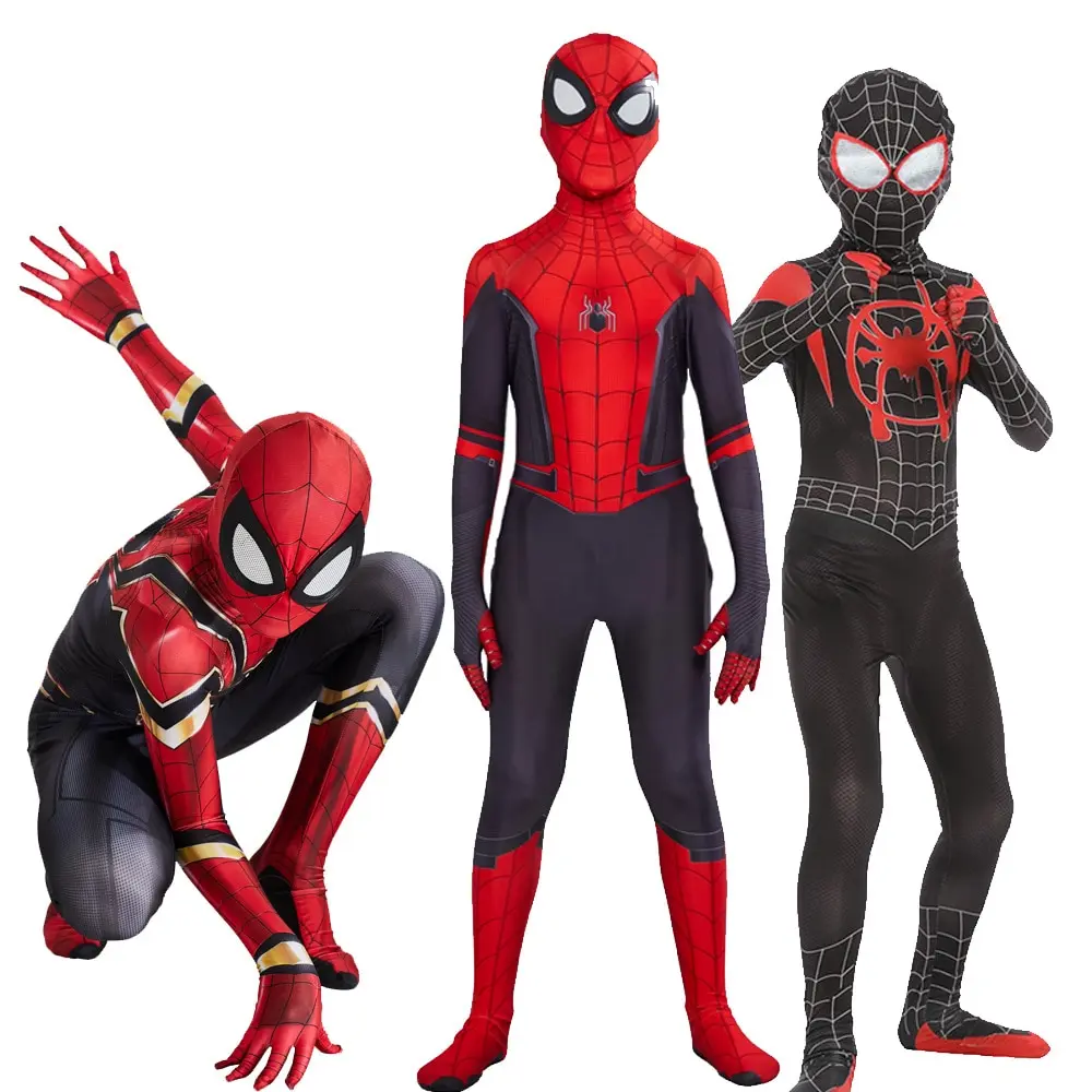 Spiderman Far From Home Costume Cosplay Peter Parker Zentai Suit Superhero Bodysuit Jumpsuit Halloween Costume for Kids