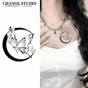 รอยสักชั่วคราว ดีไซน์รอยสักผีเสื้อพระจันทร์ ติดทนนาน 15 วัน กันน้ำ ไม่กลัวการเสียดสี สติ๊กเกอร์รอยสัก
