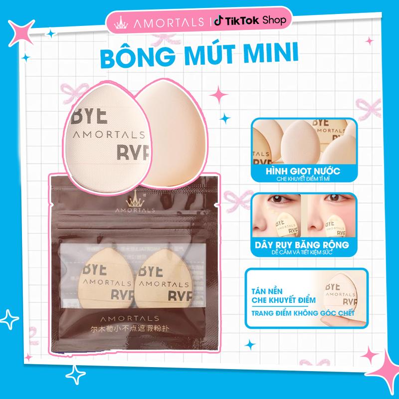 《Amortals Vietnam》Bông mút trang điểm mini AMORTALS Chính Hãng Hình Ngón Tay Che Khuyết Điểm Má Hồng Kem Nền 2 Miếng