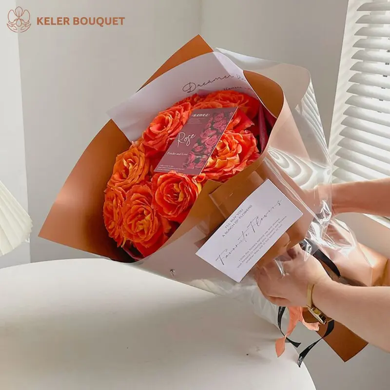 (Isi 20 lembar) Kertas Buket Cellophane Wrapping Paper Buket Warna Matte Solid Bunga florist Varian Warna Gaya Korea Anti Air Plastic Foto 6