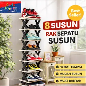 Rak Sepatu Susun 4–8 Tingkat Kokoh & Tebal | Rak Sepatu Minimalis Modern | Material Plastik Premium | Bisa COD & Gratis Ongkir