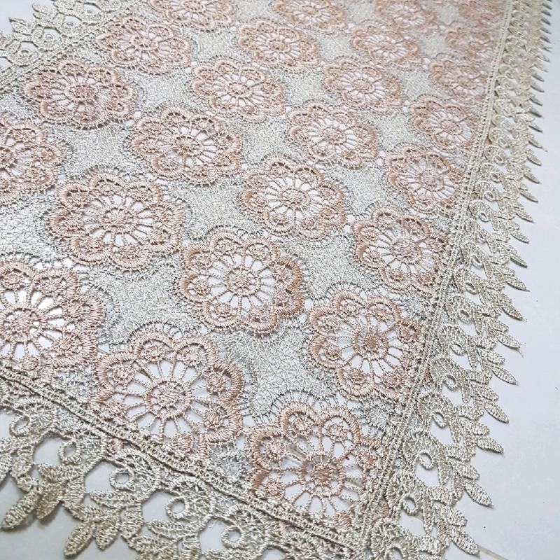 taplak meja ruang tamu mewah ukuran 100 x 40cm rajutan bordir 7