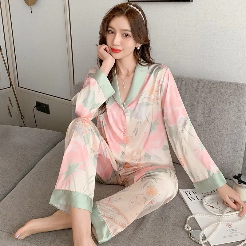 Baju Tidur Santin Ringan  Murah Bunga Import Satin 0