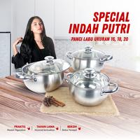 Gambar Special Indah Putri - 1 Set Isi 3 Pcs Panci Labu Panci Sop Panci Tutup Kaca Ukuran 16 18 20 CM Premium - PANCI SET dari BMW Kitchenware Kota Administrasi Jakarta Barat 1 Tokopedia