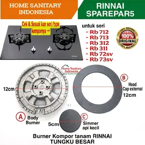 Large Burner RINNAI RB 712 , rb 312, Rb 713 rb 72sv Kompor Gas Tanam RINNAI original