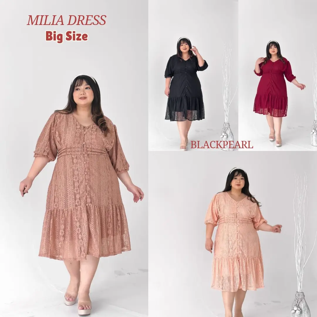 MILIA Dress Brukat Natal Jumbo Premium | Dress Pesta Bigsize Lingkar Dada Up To 152cm