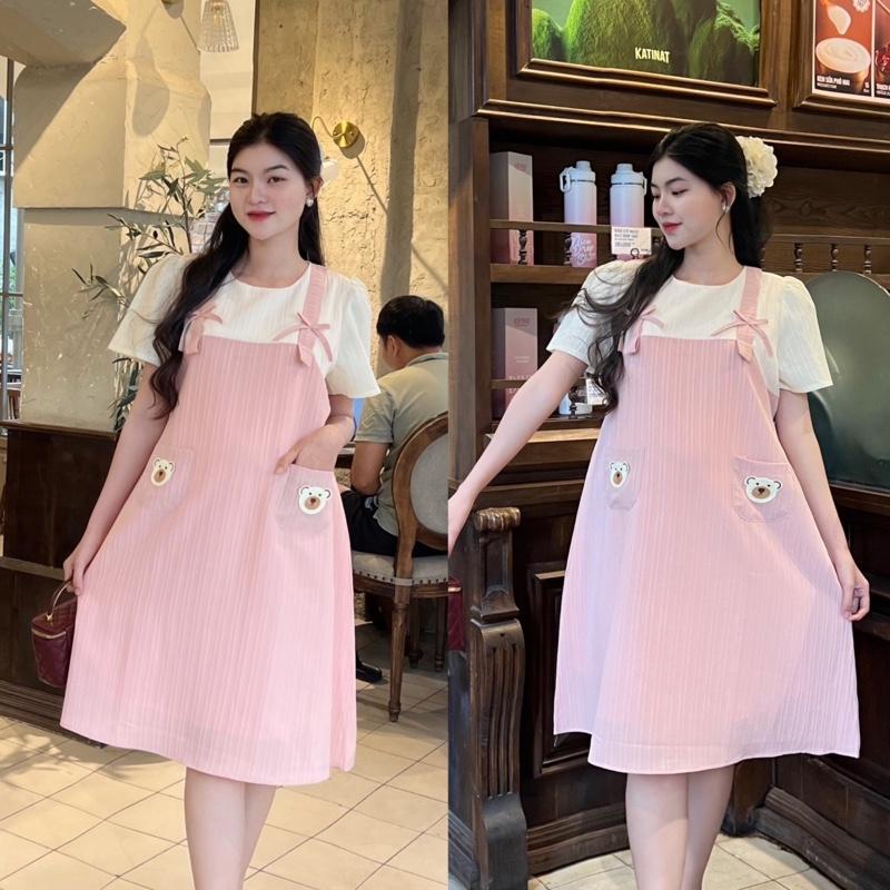  Đầm bầu yếm liền phối túi dễ thương xinh xắn đầm bầu xinh sang chảnh đi làm đi chơi đều xinh 