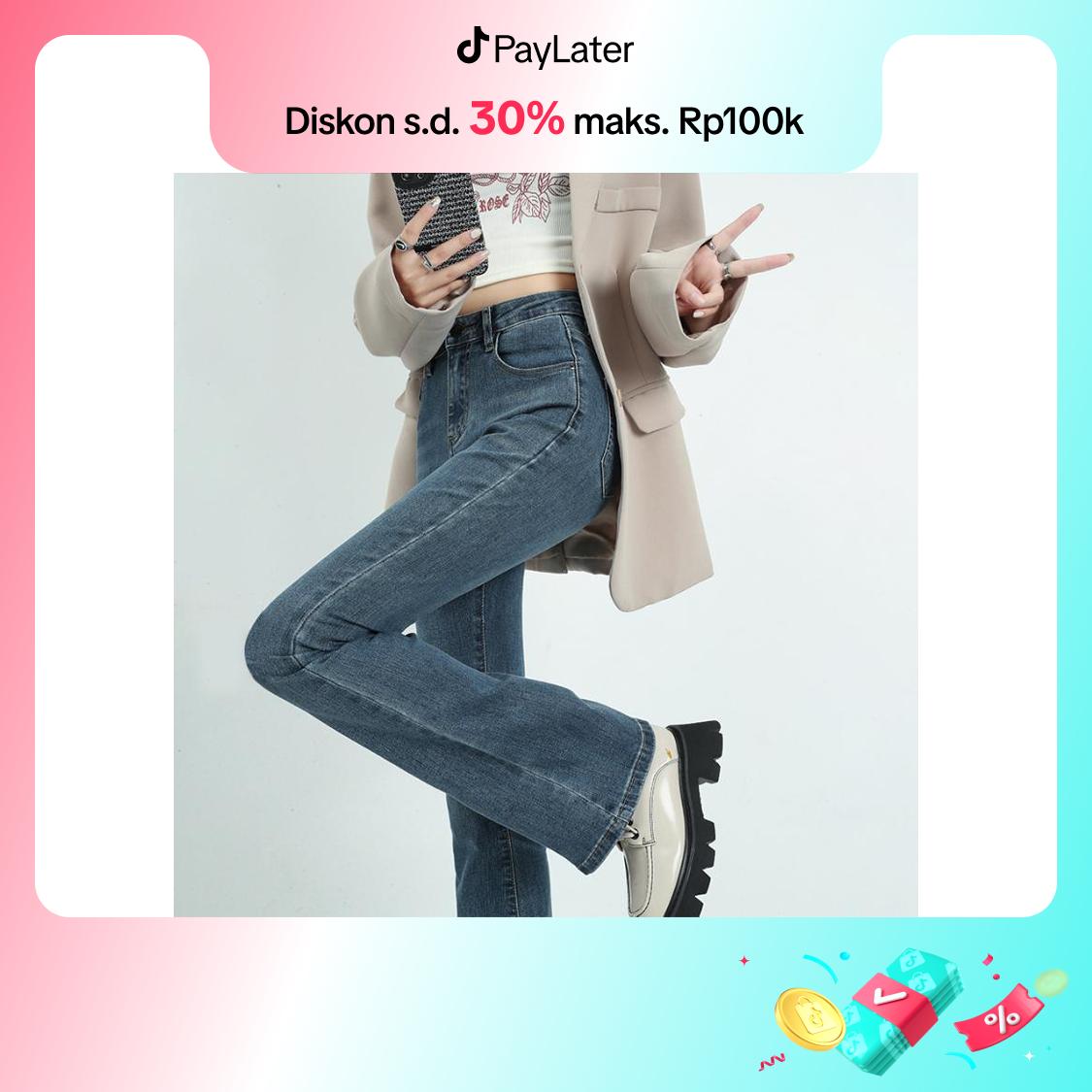 lulu-jeans Celana Jeans Cutbray Wanita /  Jeans Cutbray Wanita Biru Retro Highwaist Import 2026