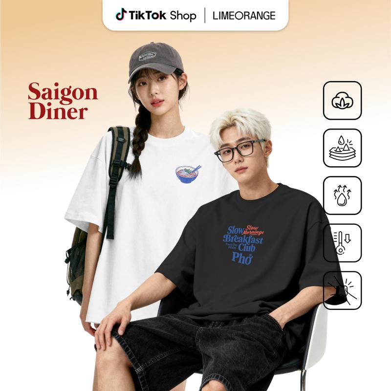   MỚI  Áo thun Nam Nữ phom Boxy -  BST Saigon Dinner - Lime Orange 