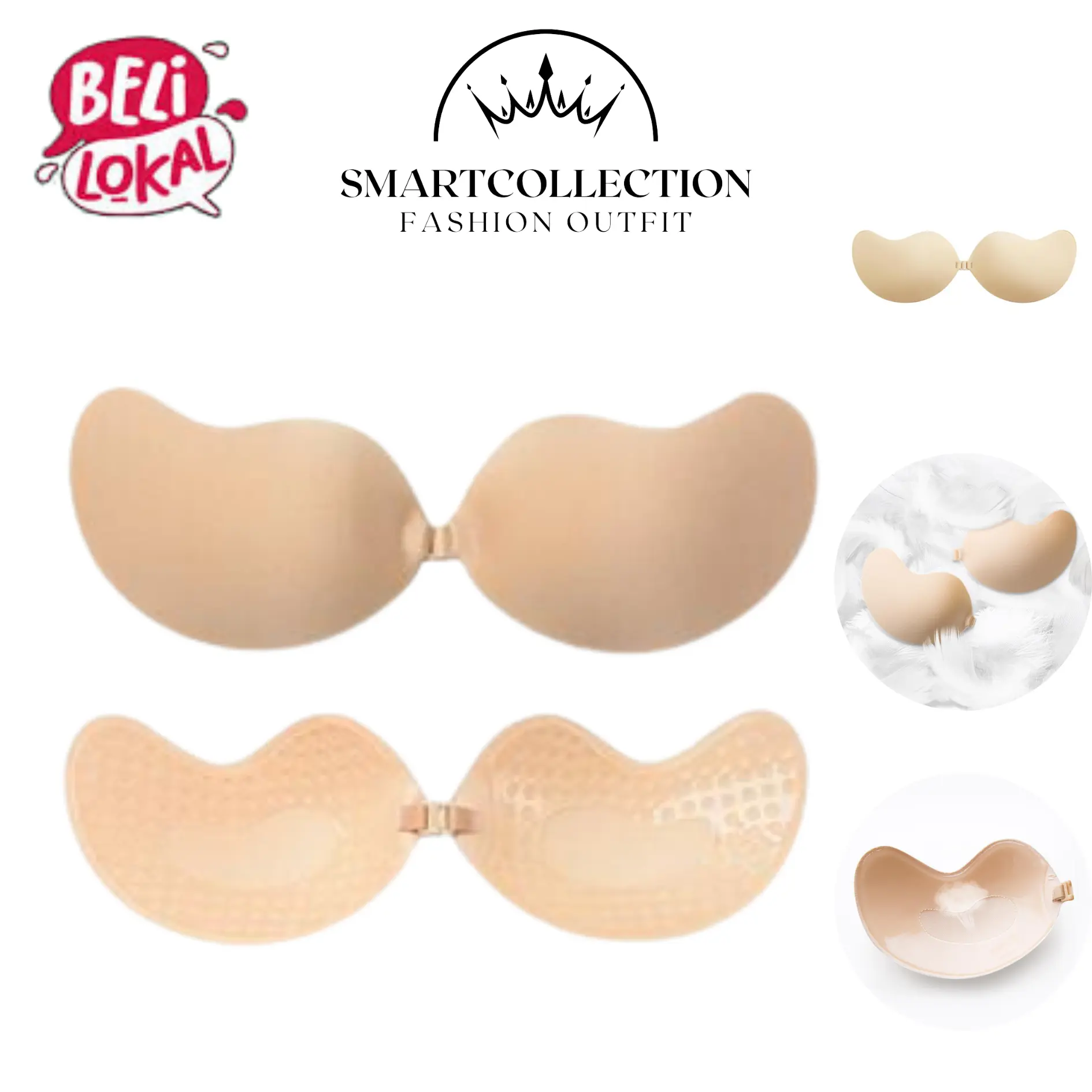 Smartcollection BR1352 Bra top Tempel Sayap Kait Tengah Bh Pad Foam Silicone Busa Sepasang Super Nyaman Cup Padding Bikini