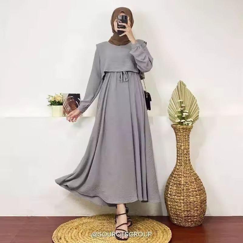 Product Introduction of dress shafila/gamis simple/baju muslim wanita bahan cringcle cey airflow kualitas premium 13