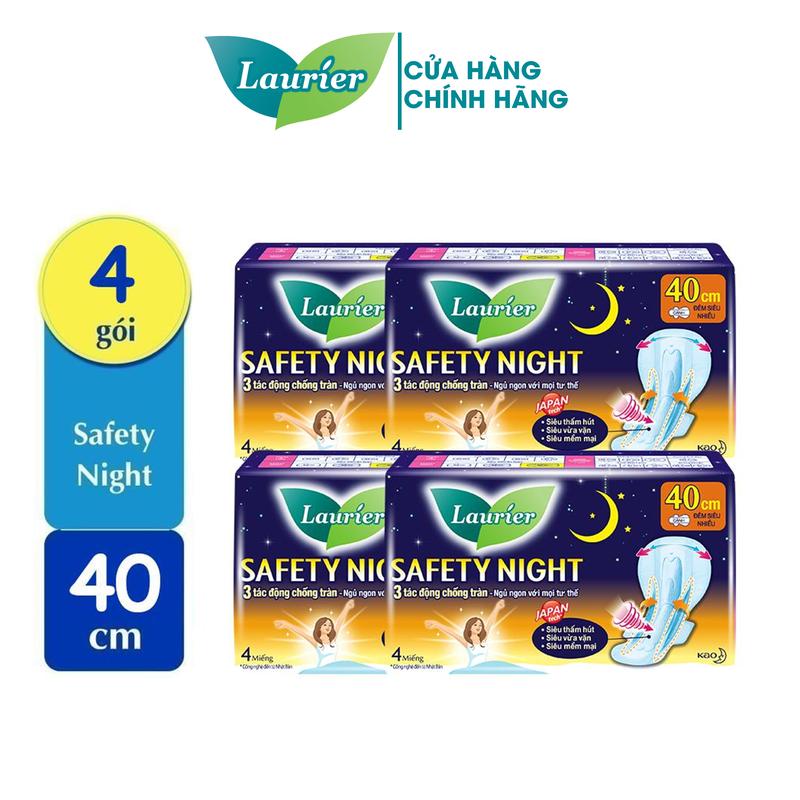 [COMBO 4] Laurier Băng vệ sinh Safety Night Đêm Siêu An Toàn 40cm 4 miếng