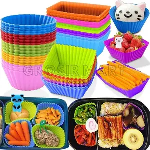 Cup Bento Silikon Partisi Bento Sekat Makanan Cetakan Muffin Kue Cup Cake Muffin Puding Cupcake Silicone Bento / Muffin Cupcake Baking Molds Silicone Cake Mold