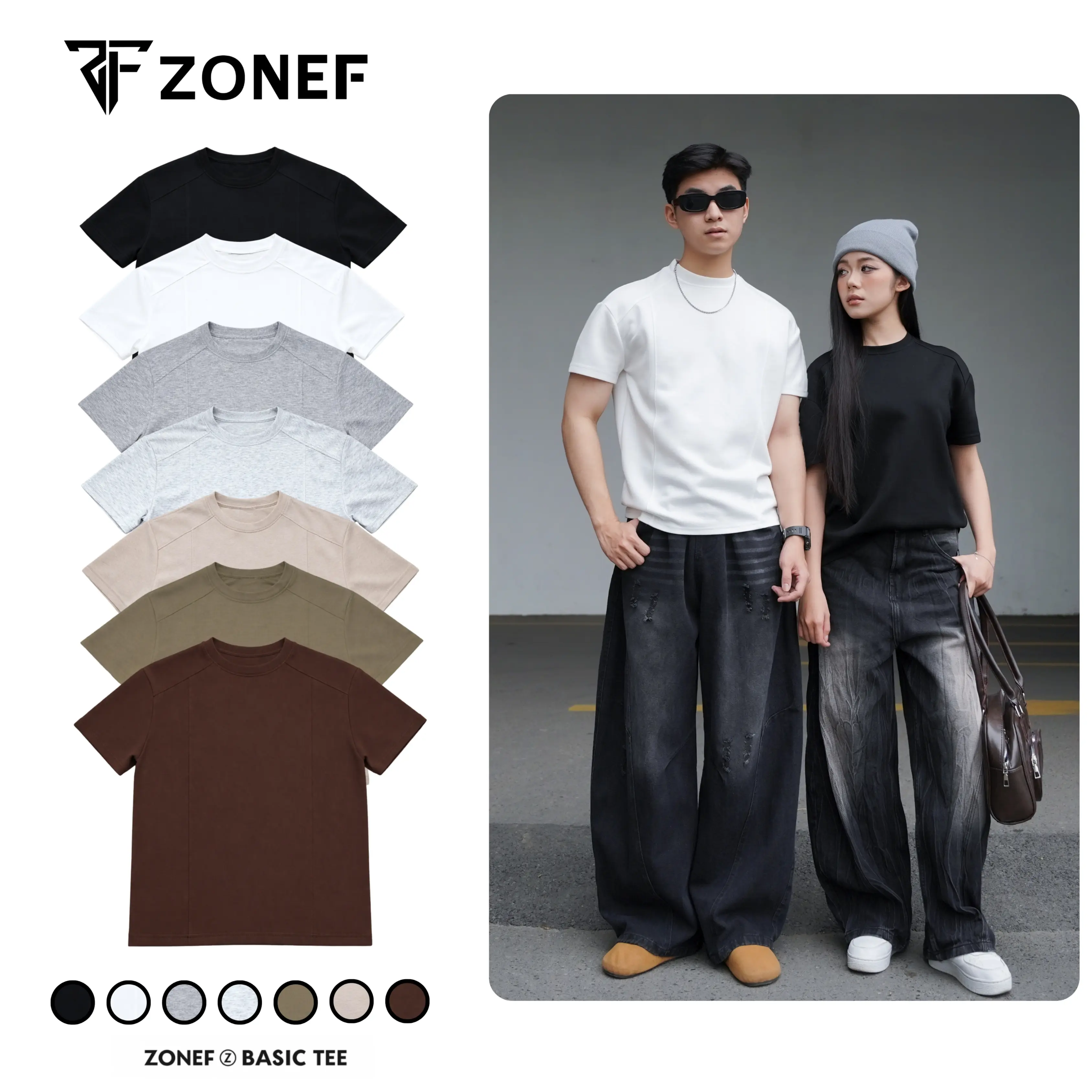[Deal Mở Bán] Áo Thun Ngắn Tay Cleanfit Cổ Tròn Tôn Vai Tôn Dáng By Zonef. Áo Thun Nam Nữ Unisex Mềm Mịn Co Giãn Phong Cách Trẻ Trung, Năng Động