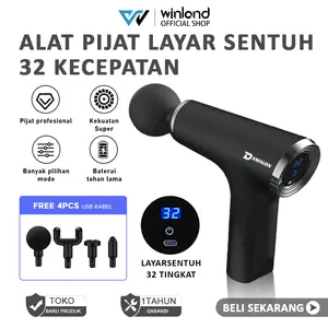 Winland  Massage Gun Fasia Gun Relaksasi Otot Pijat Dewasa Mainan Alat Fitness Rumah Alat Getar Elektrik layar elektronik (32 level mode)（Garansi 1 tahun/COD） Ready Stock