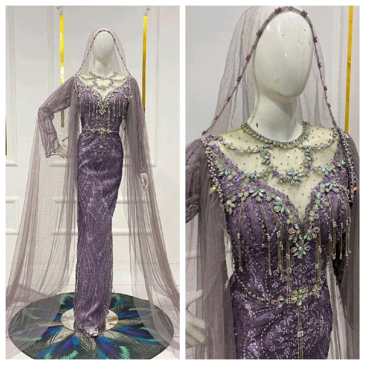 gaun pengantin model span warna taro premium
