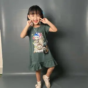 Rapunzel_collection Dress Labubu Anak Perempuan usia 1-6tahun bahan katun kombed 24s-HijauArmy