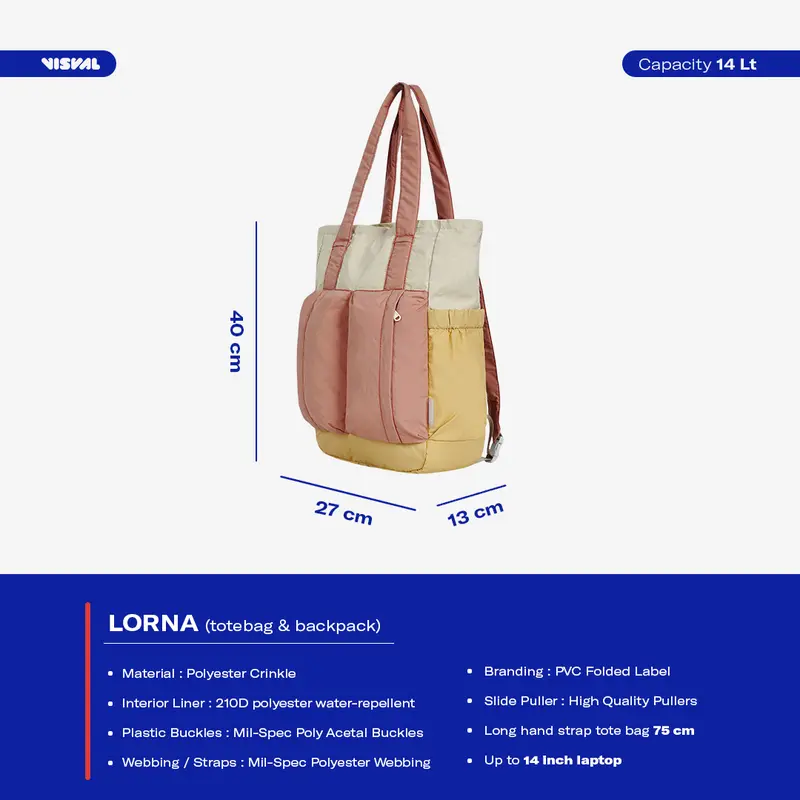 [Beli Lokal] Tas Sekolah - Backpack Totepack Lorna - Visval - Tas Ransel 2