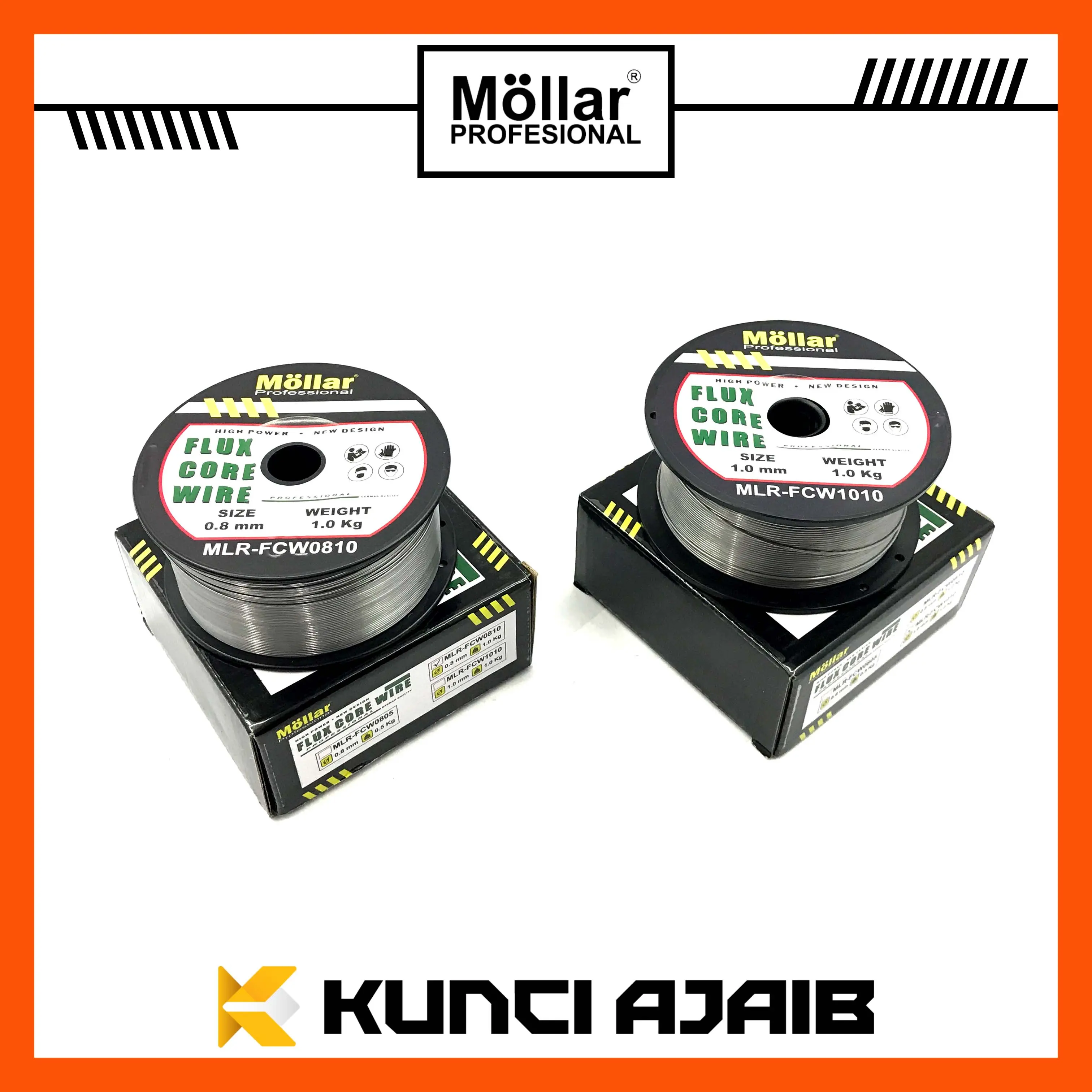 MOLLAR Flux Core Wire 0.8 1.0 mm 1 Kg - Kawat Las Tanpa Gas CO2 MIG Wire