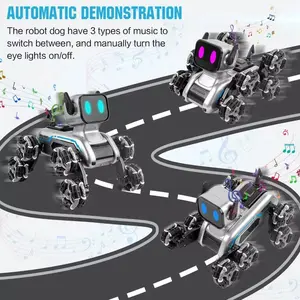 [KIDSWORLD] Robot Anjing Pintar 8 Roda – Remote Control & Gerakan 360°, Lampu LED Mata, Baterai Isi Ulang